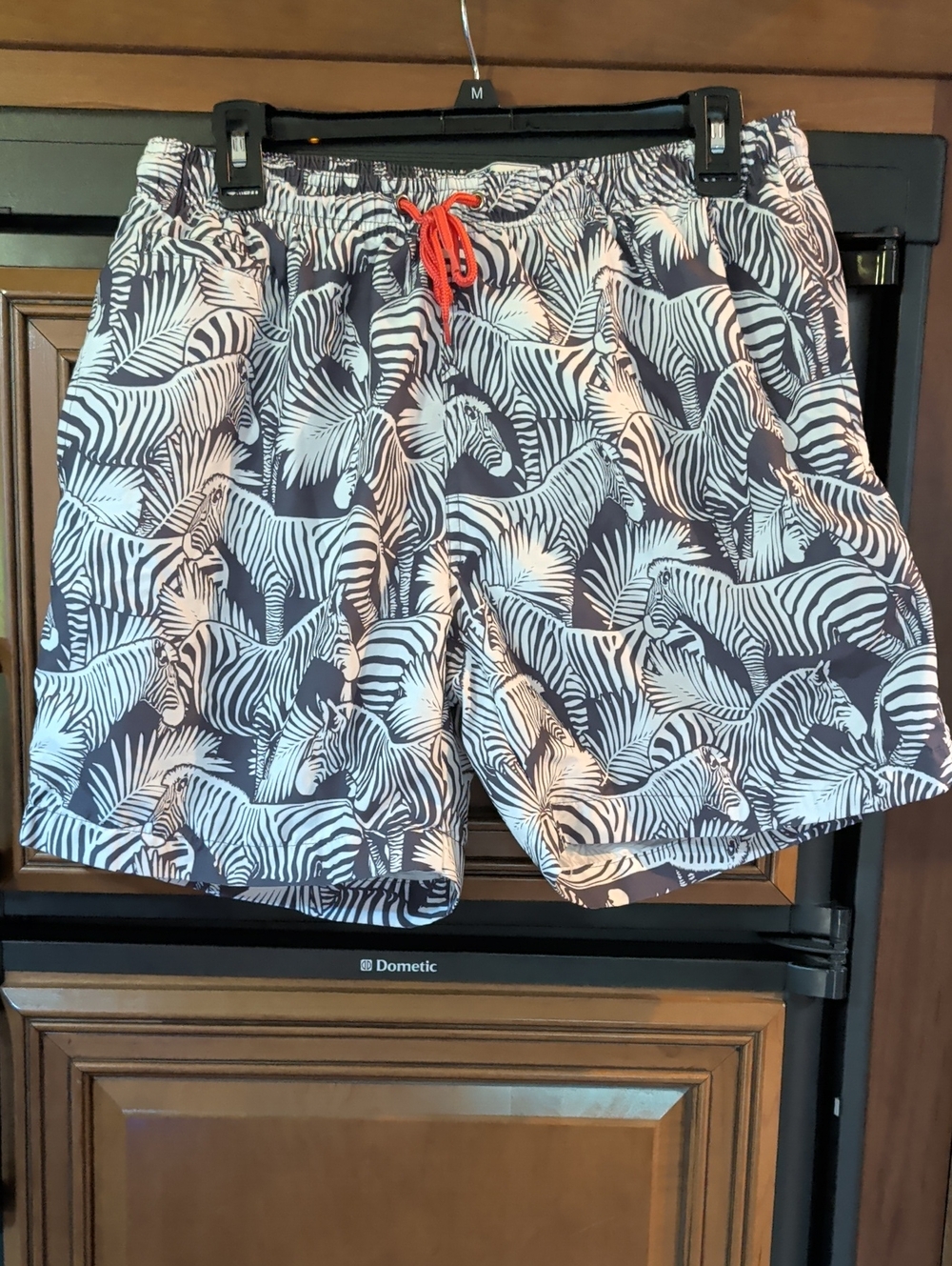Trunks Zebra-Print Men's Swim Trunks with Drawstring